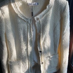 Jacket short tweed beige size small